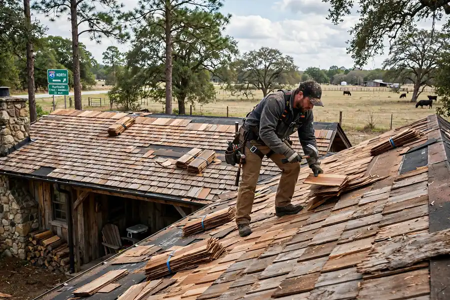 Reemplazo de techo Cedar Shake en Madisonville, TX - Roof Replacement Pros, Huntsville, TX