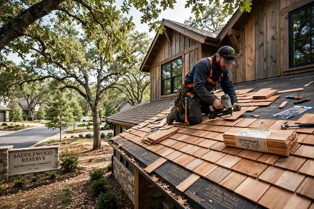 Reemplazo de techo Cedar Shake en Montgomery, TX - Roof Replacement Pros, Huntsville, TX