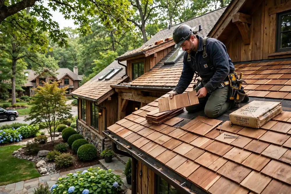 Reemplazo de techo Cedar Shake en The Woodlands, TX - Roof Replacement Pros, Huntsville, TX