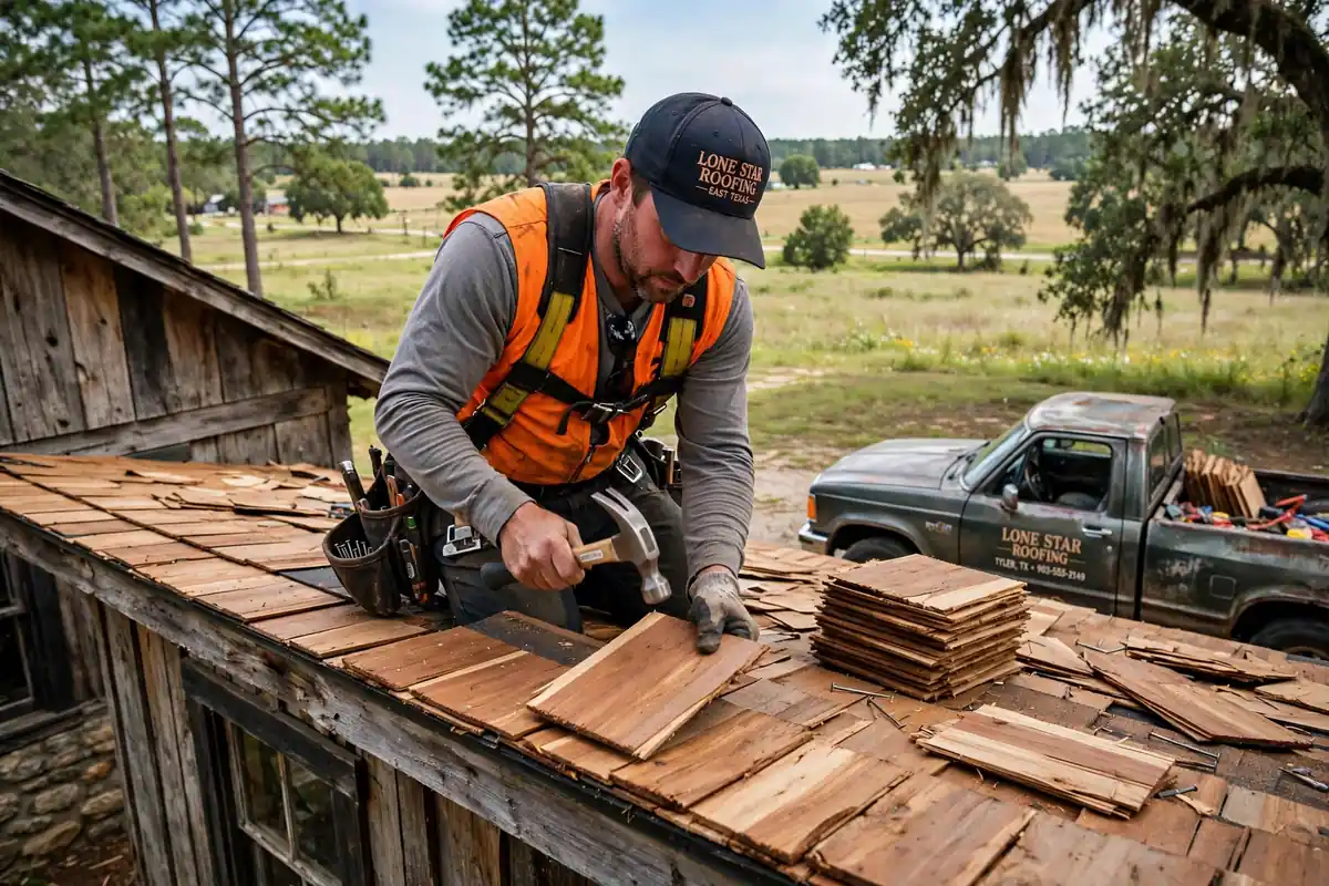 Reemplazo de techo Cedar Shake en Trinity, TX - Roof Replacement Pros, Huntsville, TX