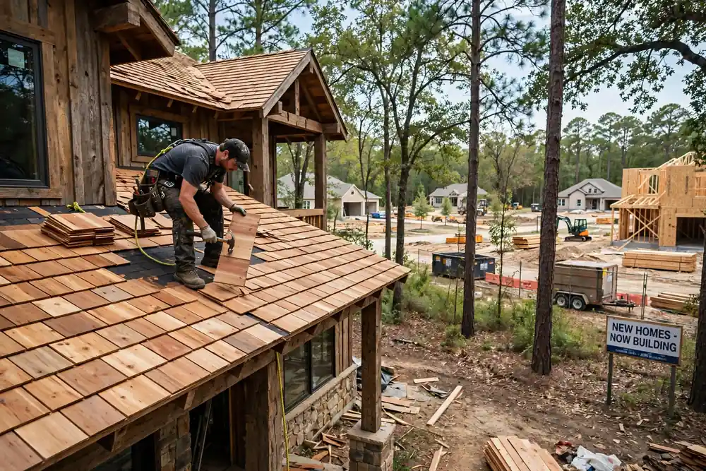 Reemplazo de techo Cedar Shake en Willis, TX - Roof Replacement Pros, Huntsville, TX