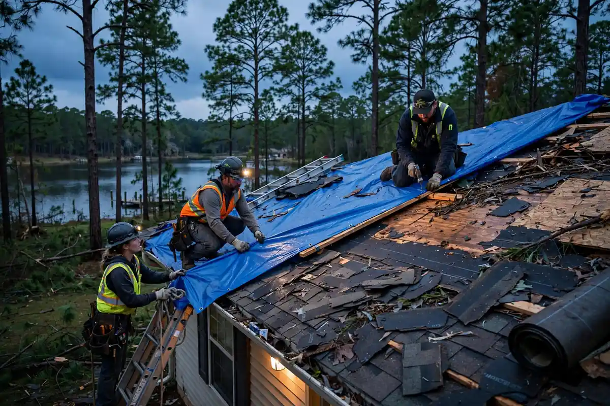 Sustitución de emergencia del techo en Conroe, TX - Roof Replacement Pros, Huntsville, TX