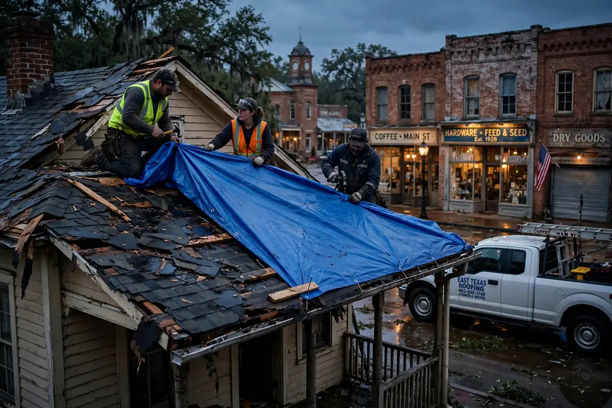 Sustitución de emergencia del techo en Crockett, TX - Roof Replacement Pros, Huntsville, TX