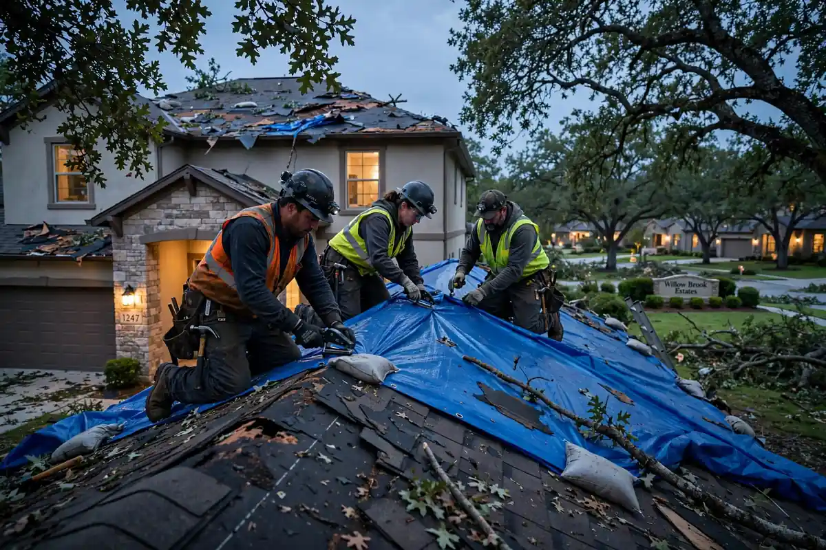 Sustitución de emergencia del techo en Montgomery, TX - Roof Replacement Pros, Huntsville, TX