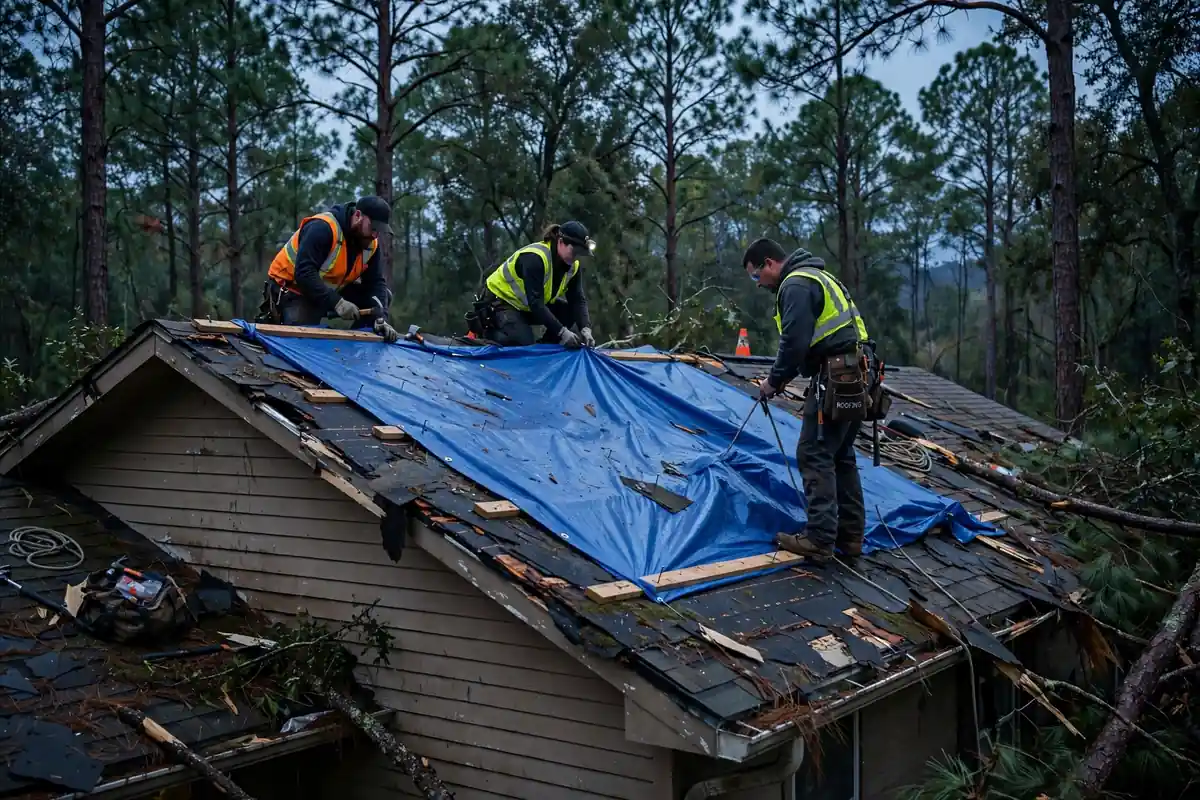 Sustitución de emergencia del techo en New Waverly, TX - Roof Replacement Pros, Huntsville, TX
