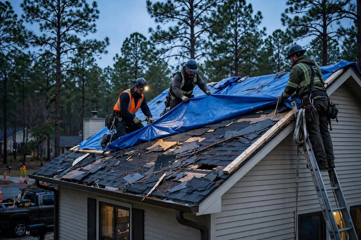 Sustitución de emergencia del techo en Shepherd, TX - Roof Replacement Pros, Huntsville, TX