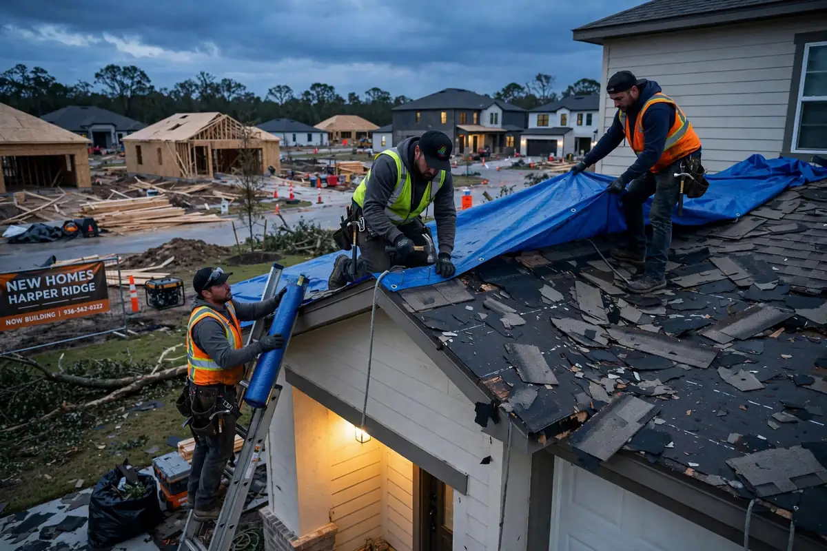 Sustitución de emergencia del techo en Willis, TX - Roof Replacement Pros, Huntsville, TX