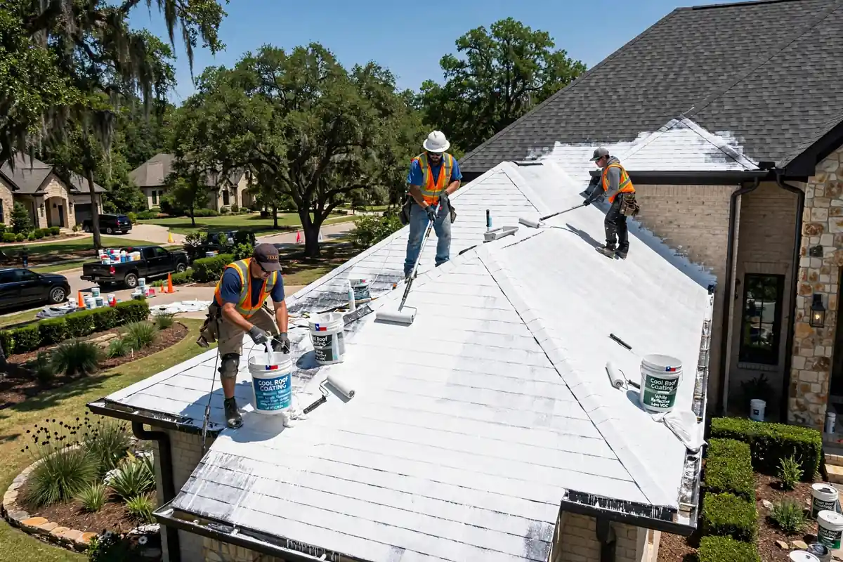 Reemplazo de techo refrigerado energéticamente eficiente en The Woodlands, TX - Roof Replacement Pros, Huntsville, TX