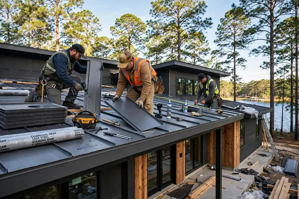 Sustitución de techo metálico en Conroe, TX - Roof Replacement Pros, Huntsville, TX