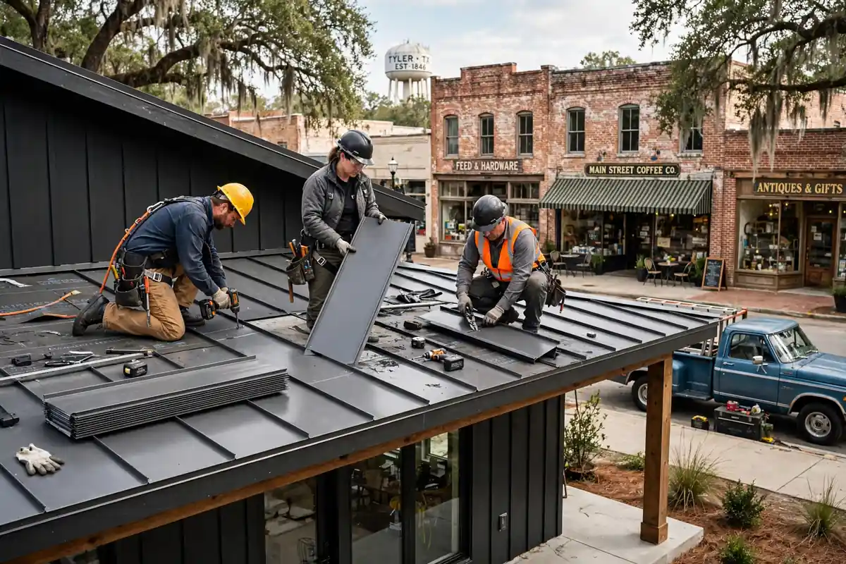 Sustitución de techo metálico en Crockett, TX - Roof Replacement Pros, Huntsville, TX