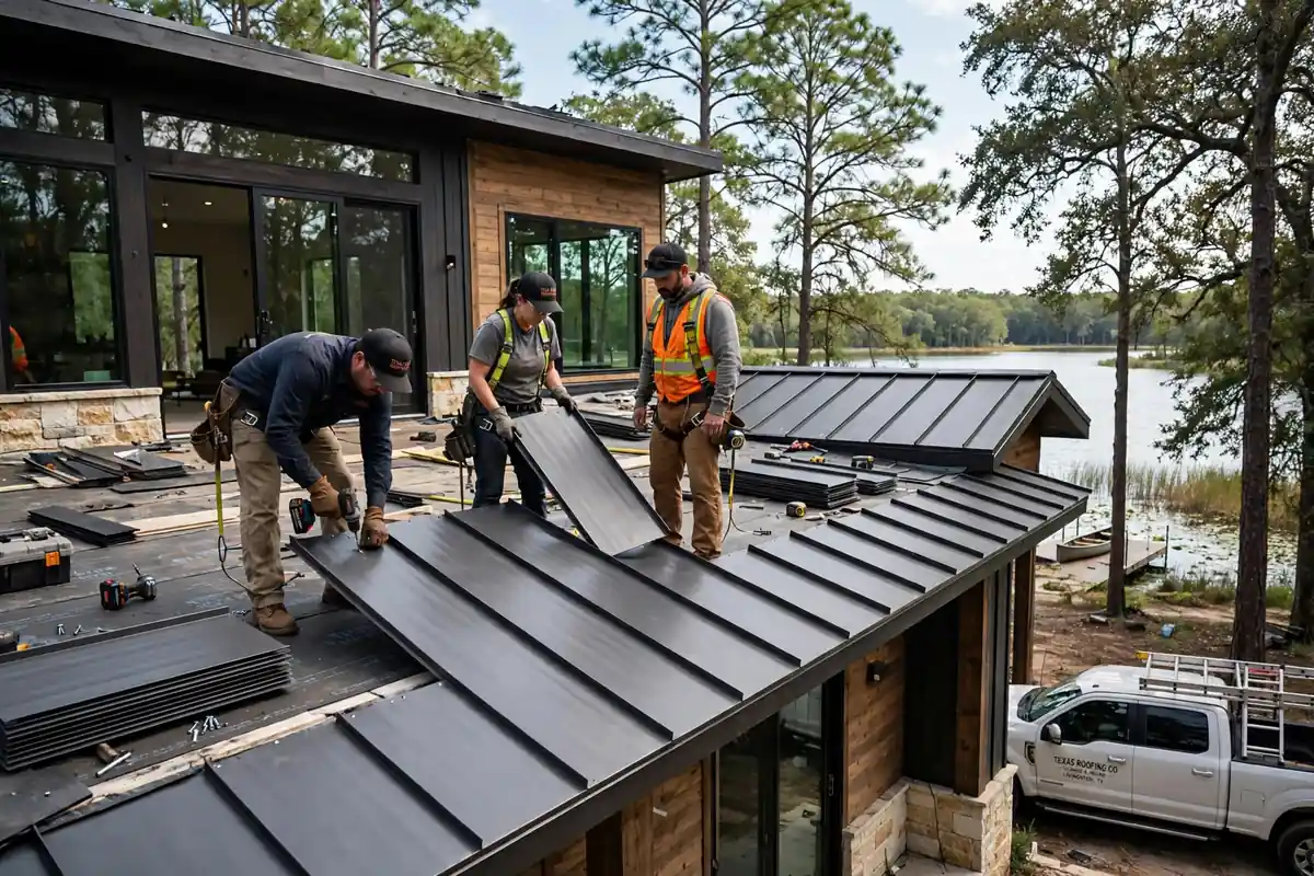 Sustitución de techo metálico en Livingston, TX - Roof Replacement Pros, Huntsville, TX