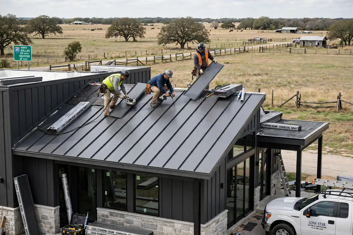 Sustitución de techo metálico en Madisonville, TX - Roof Replacement Pros, Huntsville, TX
