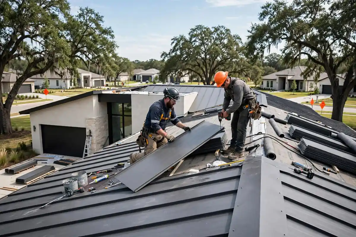 Sustitución de techo metálico en Montgomery, TX - Roof Replacement Pros, Huntsville, TX