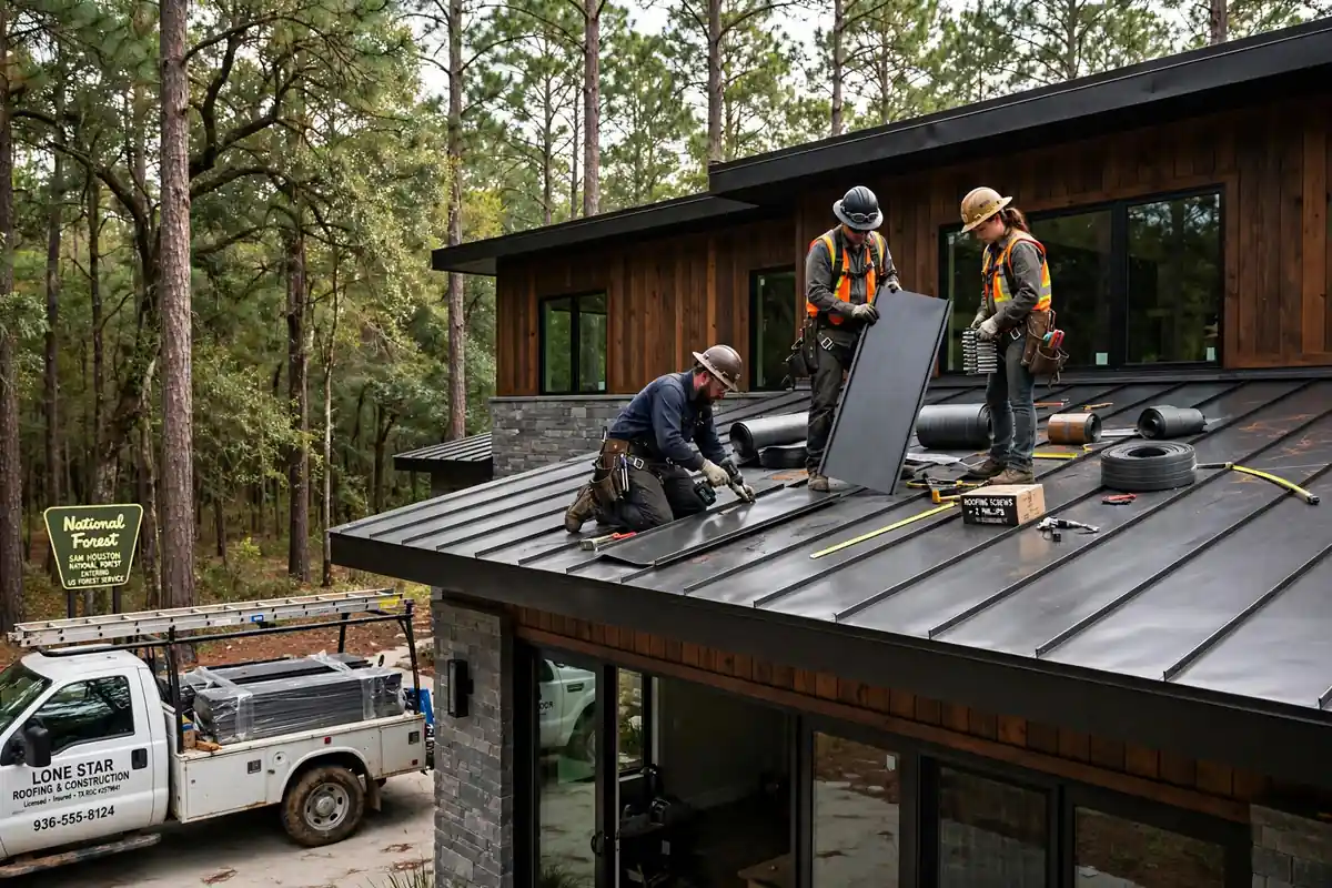 Sustitución del techo metálico en New Waverly, TX - Roof Replacement Pros, Huntsville, TX