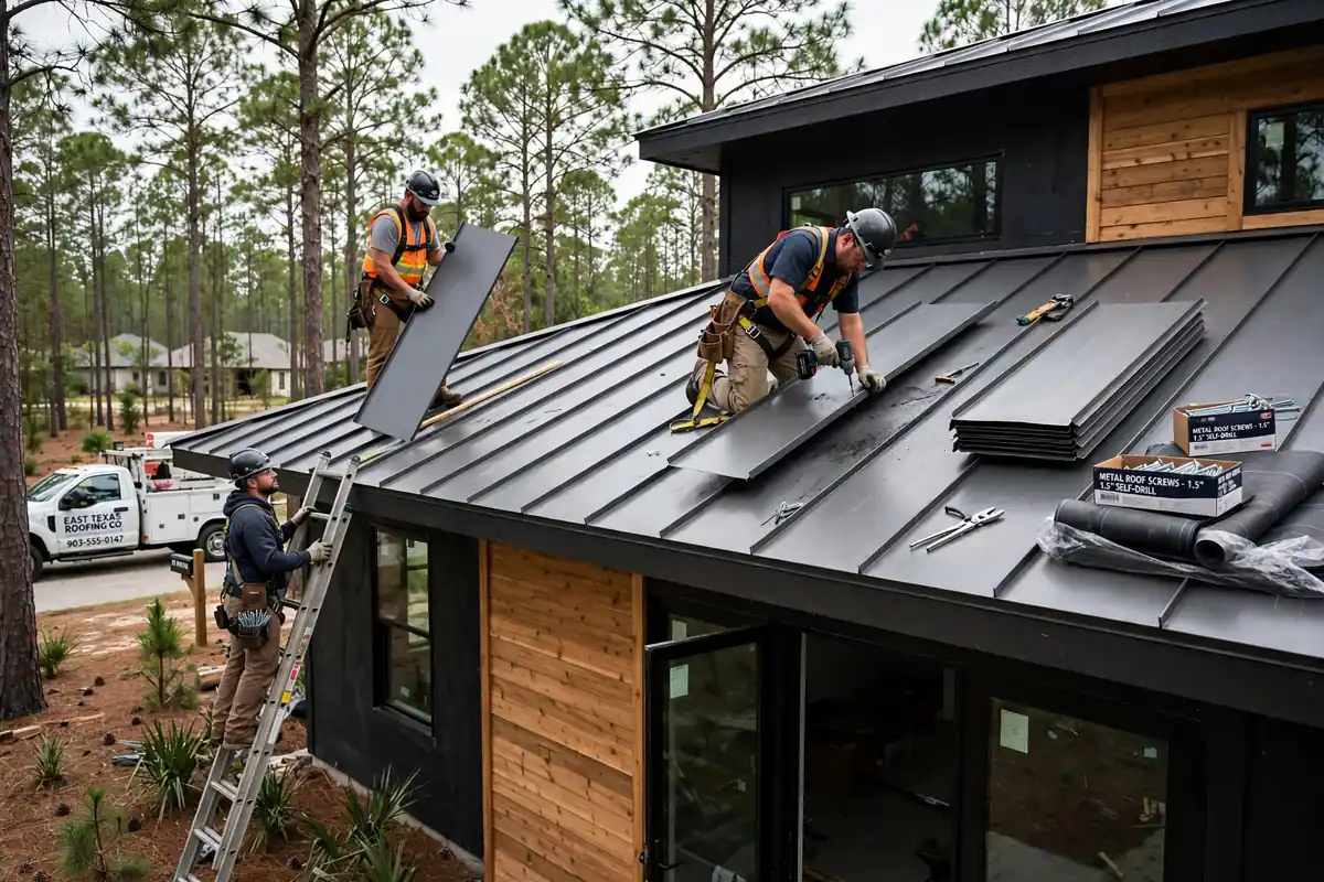 Sustitución del techo metálico en Shepherd, TX - Roof Replacement Pros, Huntsville, TX