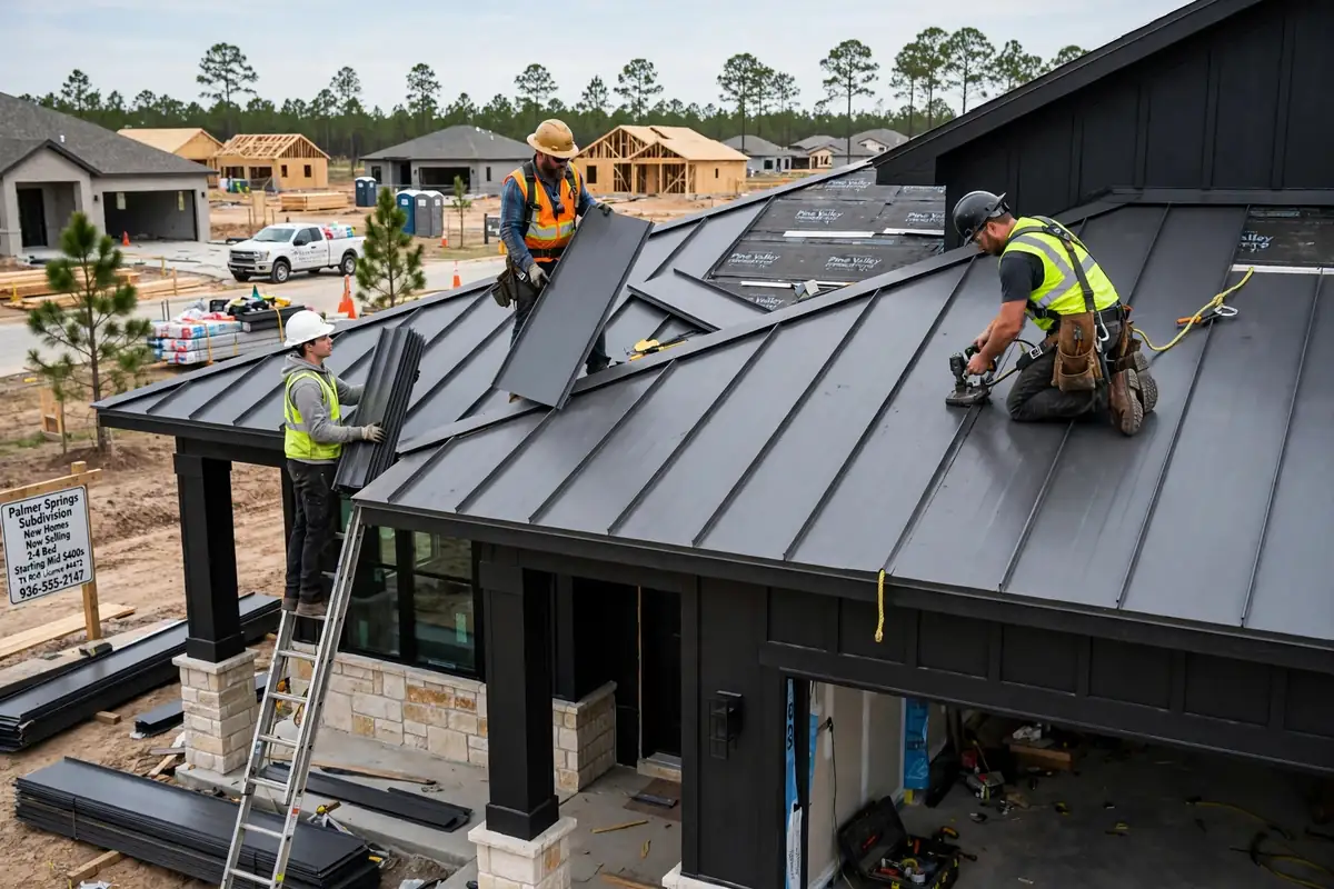Sustitución de techo metálico en Willis, TX - Roof Replacement Pros, Huntsville, TX