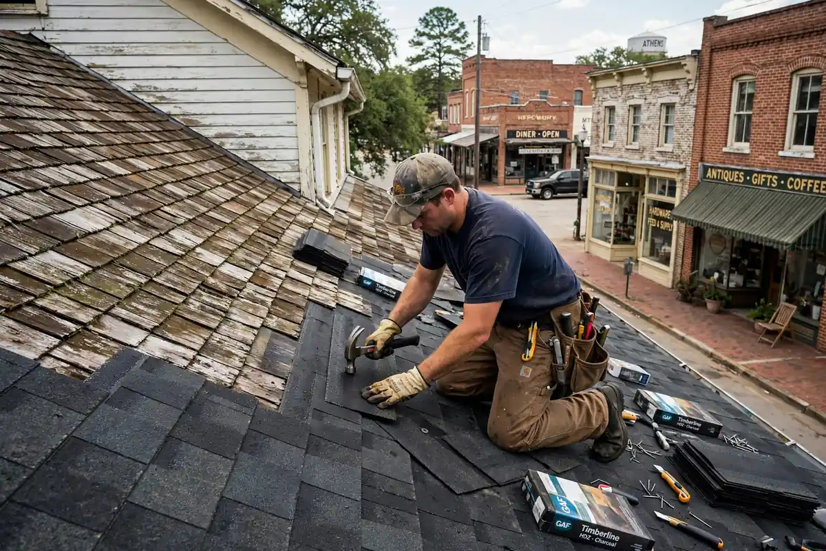 Sustitución parcial del techo en Crockett, TX - Roof Replacement Pros, Huntsville, TX