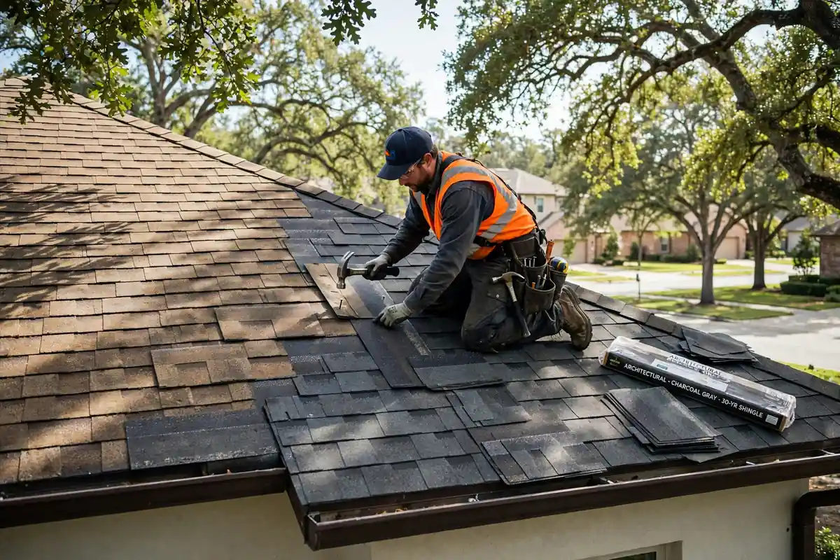 Reemplazo parcial del techo en Montgomery, TX - Roof Replacement Pros, Huntsville, TX