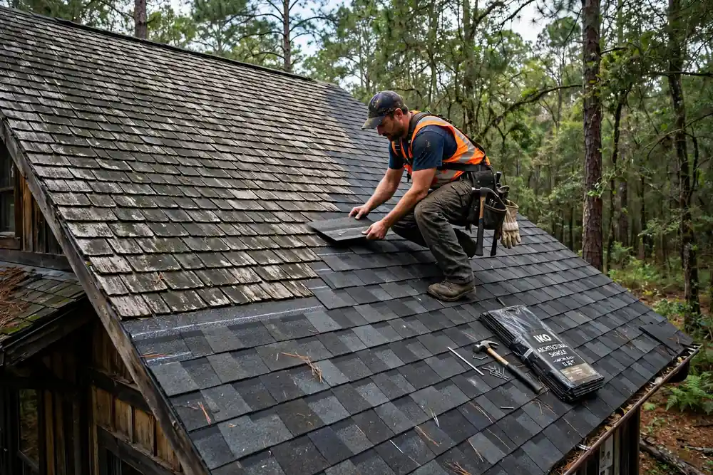Reemplazo parcial del techo en New Waverly, TX - Roof Replacement Pros, Huntsville, TX