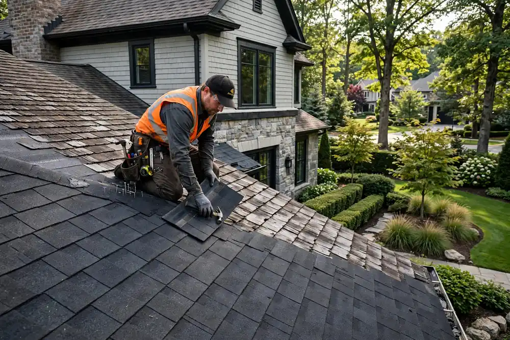 Reemplazo parcial del techo en The Woodlands, TX - Roof Replacement Pros, Huntsville, TX