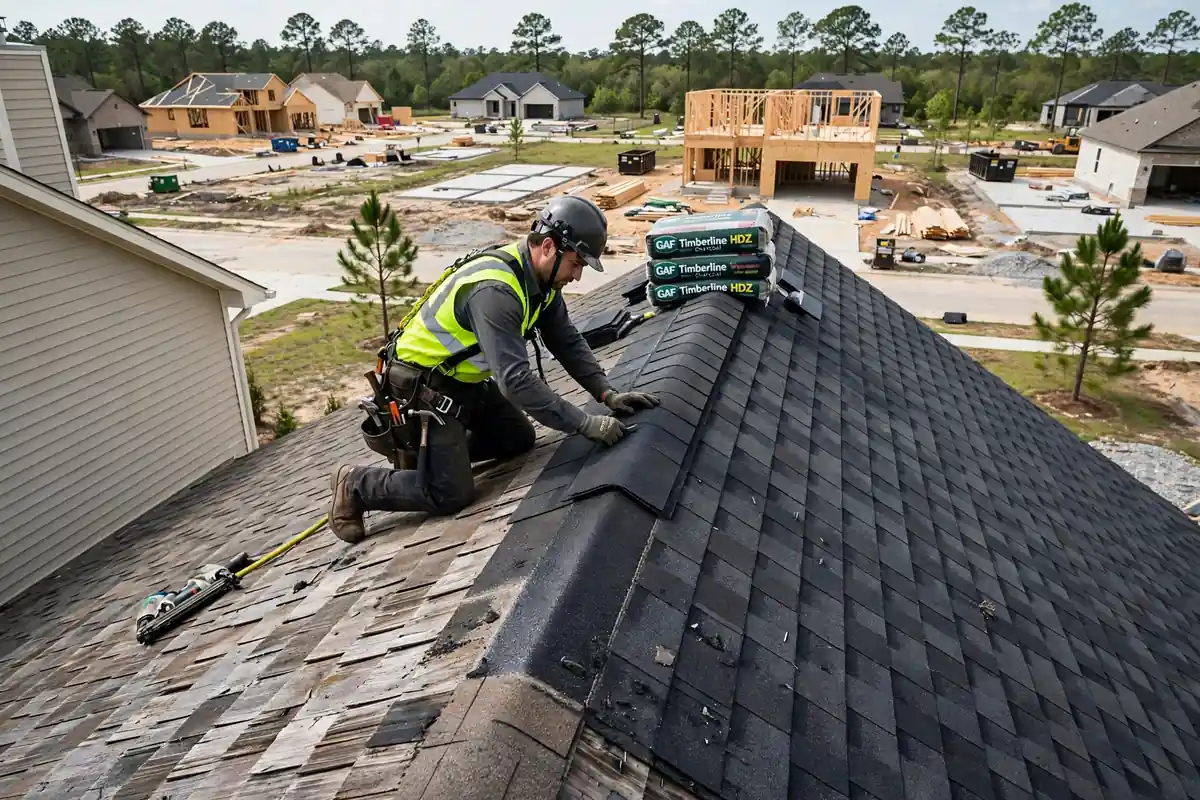 Sustitución parcial del techo en Willis, TX - Roof Replacement Pros, Huntsville, TX