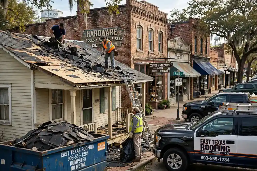 Derrumbe y redecoración del techo en Crockett, TX - Roof Replacement Pros, Huntsville, TX