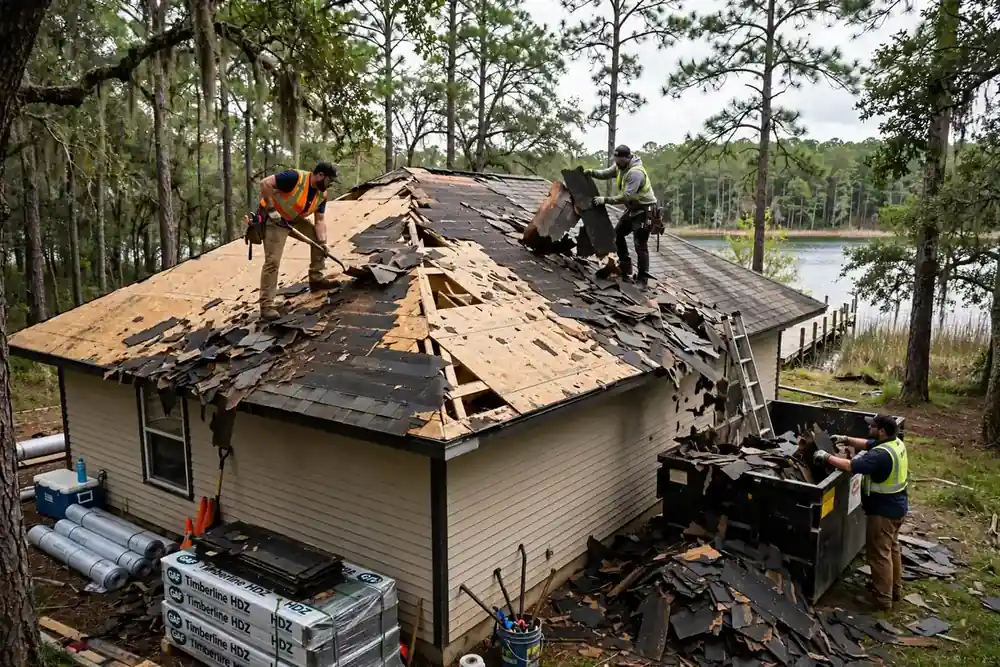 Derrumbe y reparación de techos en Livingston, TX - Roof Replacement Pros, Huntsville, TX