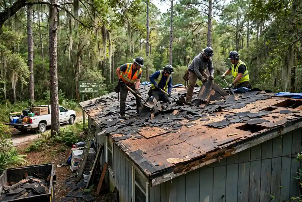 Desprendimiento y redecoración del techo en New Waverly, TX - Roof Replacement Pros, Huntsville, TX
