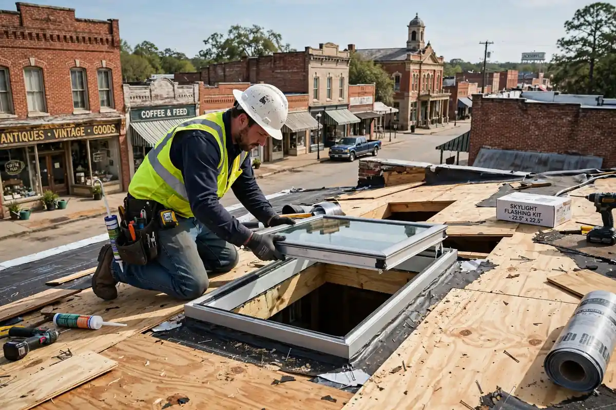 Skylight Replacement During Reroof in Crockett, TX — Roof Replacement Pros, Huntsville, TX