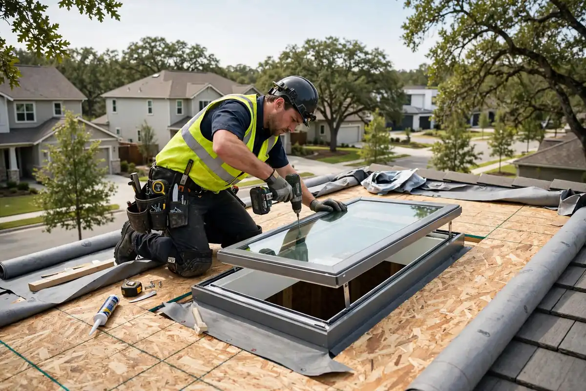 Skylight Replacement During Reroof in Montgomery, TX — Roof Replacement Pros, Huntsville, TX