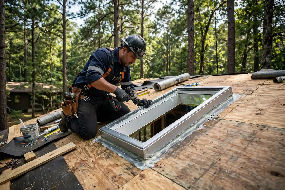 Skylight Replacement During Reroof in New Waverly, TX — Roof Replacement Pros, Huntsville, TX