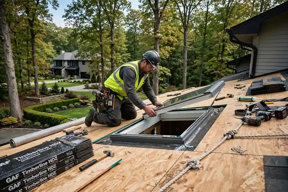 Skylight Replacement During Reroof in The Woodlands, TX — Roof Replacement Pros, Huntsville, TX