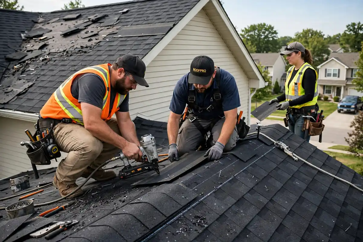 Sustitución del techo de barro de asfalto en Huntsville, TX - Roof Replacement Pros, Huntsville, TX