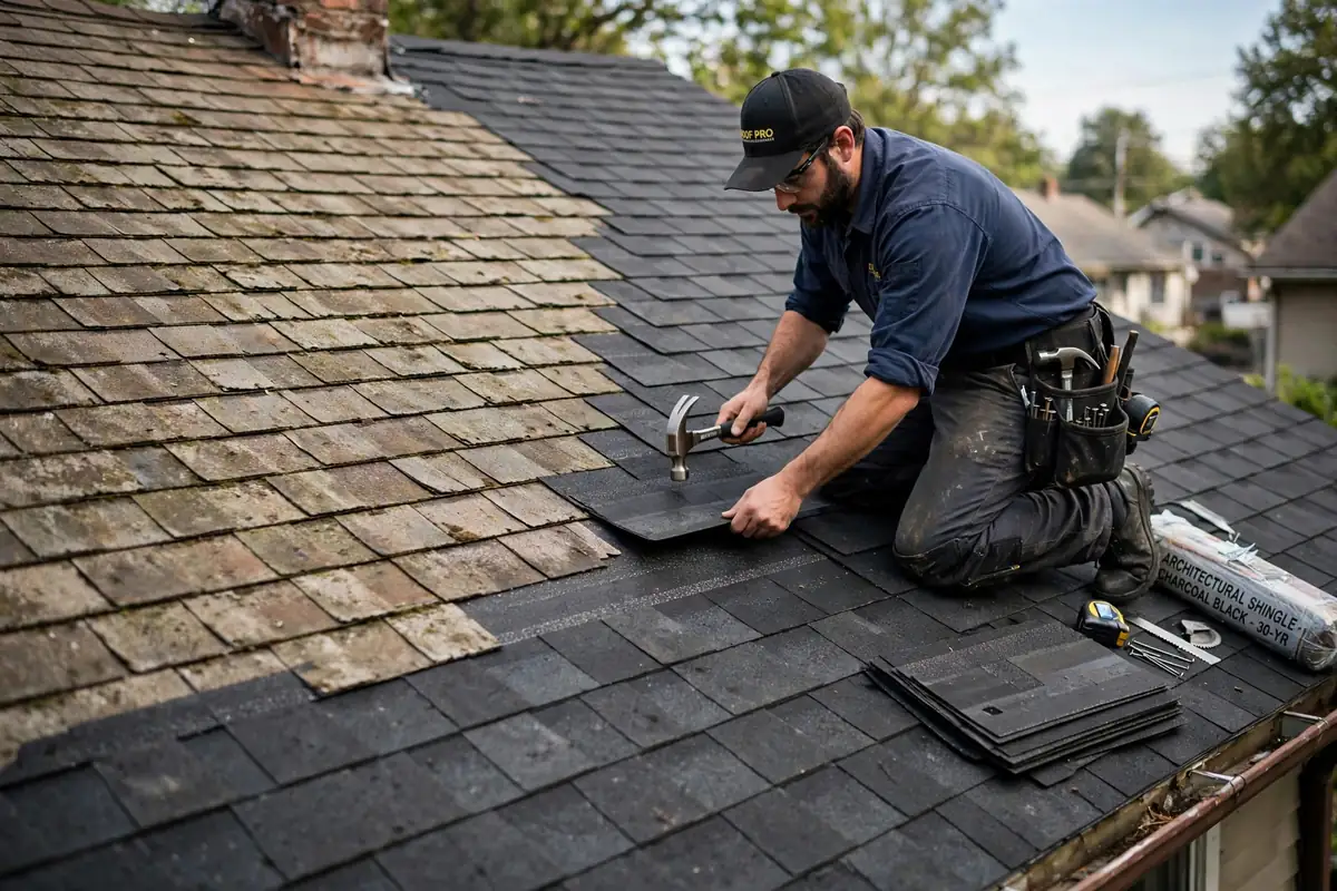 Sustitución parcial del techo en Huntsville, TX - Roof Replacement Pros, Huntsville, TX