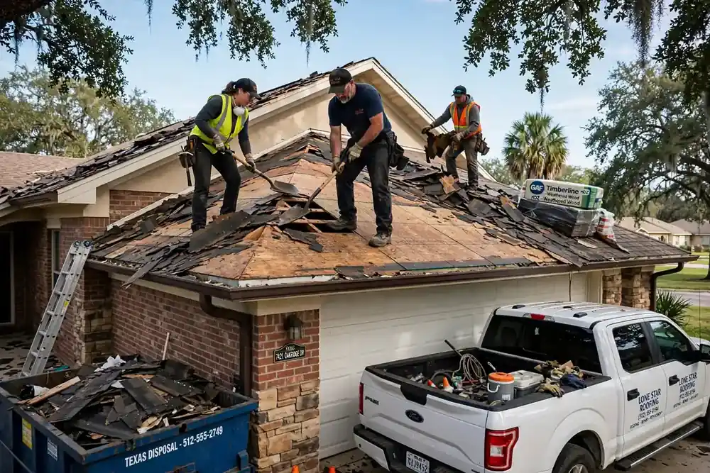 Desmontado y repintado techo en Huntsville, TX - Roof Replacement Pros, Huntsville, TX